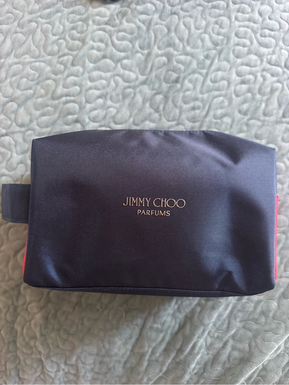 Jimmy Choo Navy Cosmetic Pouch with Pink Trim